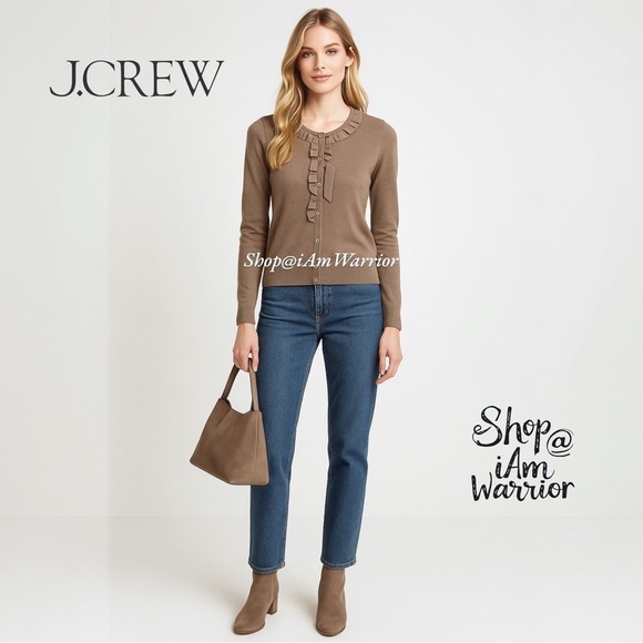 J. Crew Sweaters - J.Crew grosgrain ribbon tan cashmere blend cardigan sweater *shop@iamwarrior